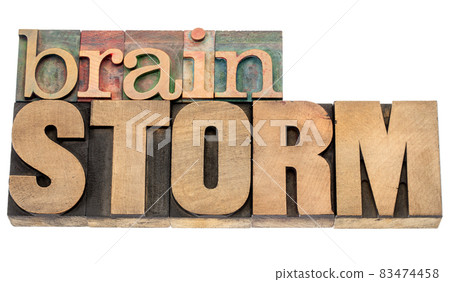 brainstorm word in wood type 83474458
