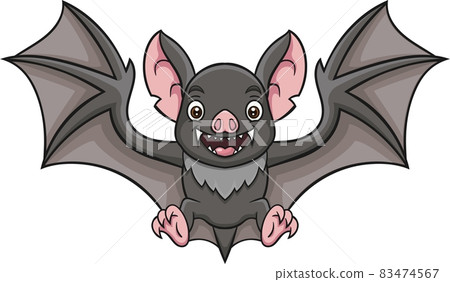 Cartoon bat flying isolated on white background - Stock Illustration ...