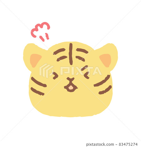 Illustration of an angry cute hand-painted tiger Illustration of an angry cute hand-painted tiger 83475274