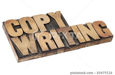 copywriting word in wood type 83475518