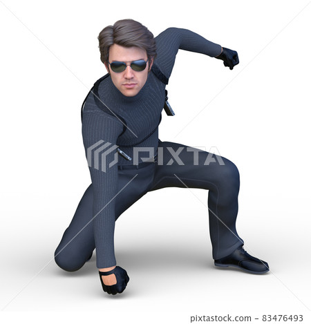 A man wearing a suspender holster 83476493