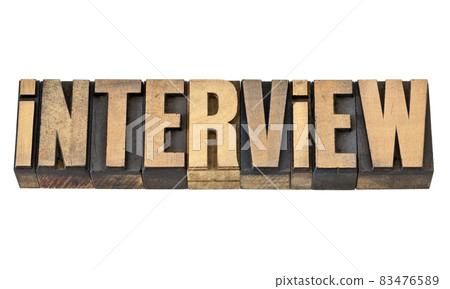interview word in wood type 83476589