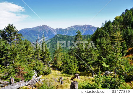 Mt. Akaishi and Mt. Akaishi from the north side of Mt. Okuchausu 83477889