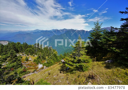 Southern Alps from the north side observatory of Mt. Okuchausu Southern Alps from the north side observatory of Mt. Okuchausu 83477978