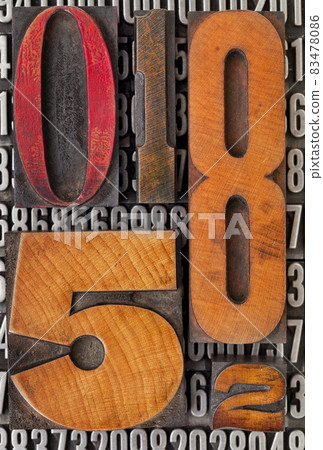 number abstract in letterpress type 83478086