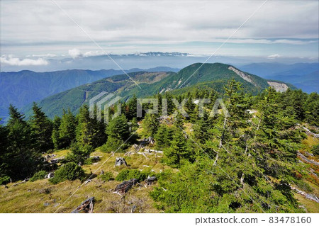 Mt. Okuchausu and the Central Alps from the north side of Mt. Okuchausu Mt. Okuchausu and the Central Alps from the north side of Mt. Okuchausu 83478160