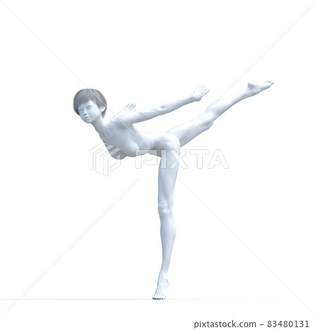 White figure dancing woman perming3DCG illustration material 83480131