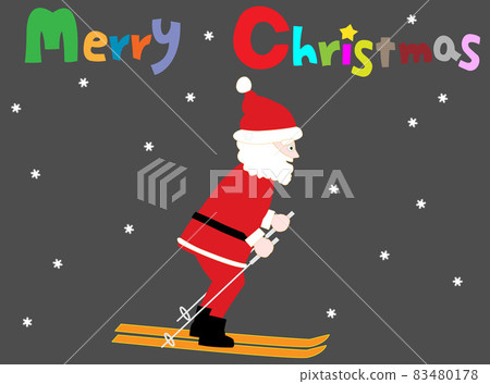 聖誕節那天，聖誕老人很活躍地滑雪。 83480178