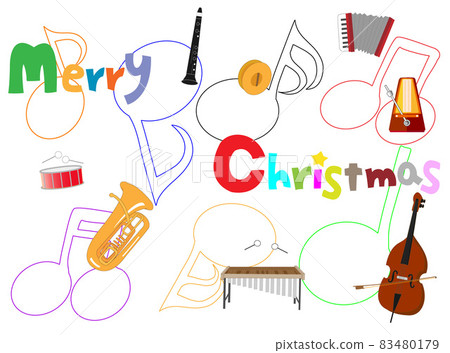 以樂器為背景的聖誕插畫素材。 83480179
