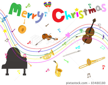 以樂器為背景的聖誕插畫素材。 83480180