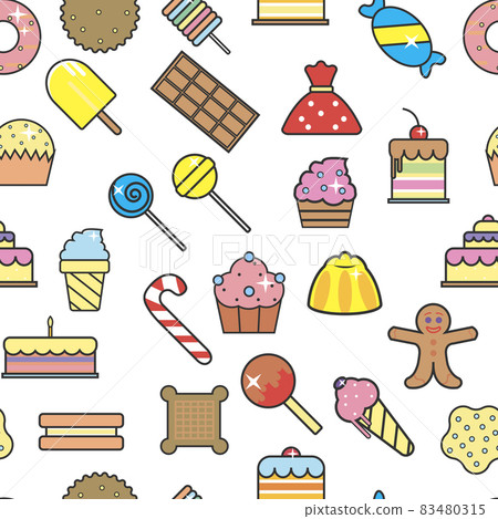 Desserts and sweet snacks seamless pattern bakery sweets and chocolate 83480315