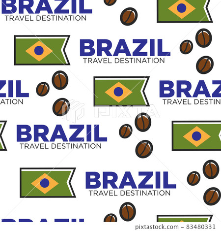 National flag and coffee beans Brazilian symbols seamless pattern 83480331