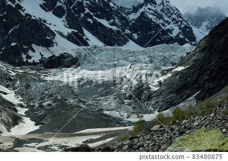 Landscape photo of the glacier in the mountains Georgia Landscape photo of the glacier in the mountains Georgia 83480875