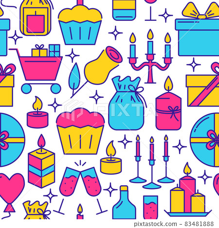 Holiday celebration seamless pattern in line style 83481888