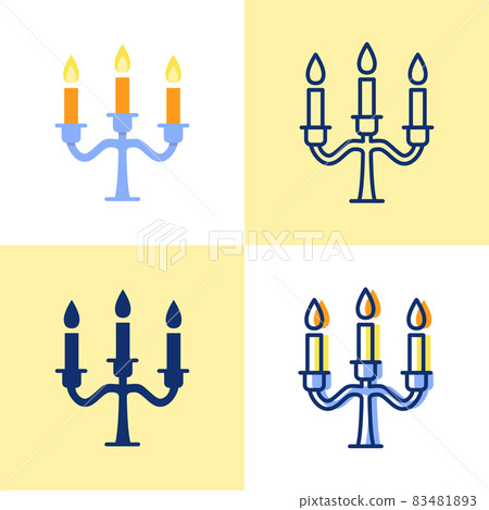 Candelabrum with candles icon set in flat and line style 83481893