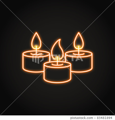 Tealight candles icon in neon line style Tealight candles icon in neon line style 83481894