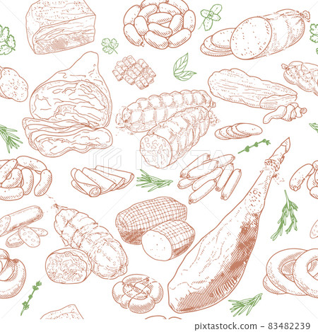 Meat products and sausages pattern 83482239