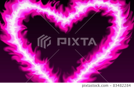 粉紅色火焰心形戒指或黑色背景 83482284