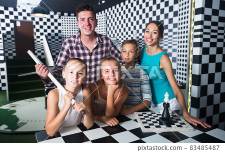 Happy family is visiting of escaperoom Happy family is visiting of escaperoom 83485487