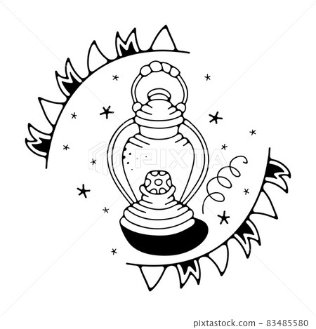 Vector illustration with a lamp. Isolated on a white background. Cute doodle illustrations. Vector illustration with a lamp. Isolated on a white background. Cute doodle illustrations. 83485580