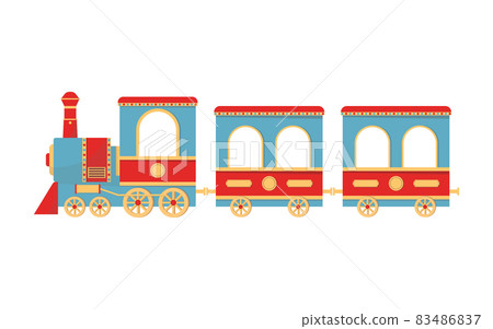 Train - Amusement park element isolated on white background. Vector illustration in flat design Train - Amusement park element isolated on white background. Vector illustration in flat design 83486837