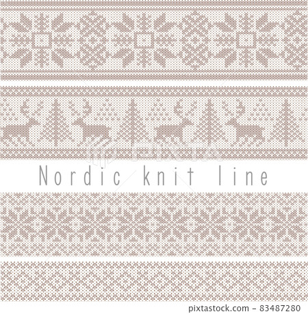 Fashionable knit pattern line set (white) 83487280