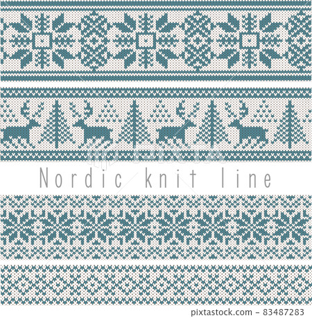 Fashionable knit pattern line set (blue) 83487283
