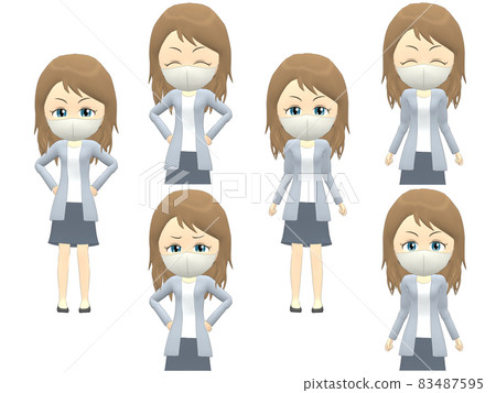 [Angry A] Caucasian female cardigan wave front 83487595