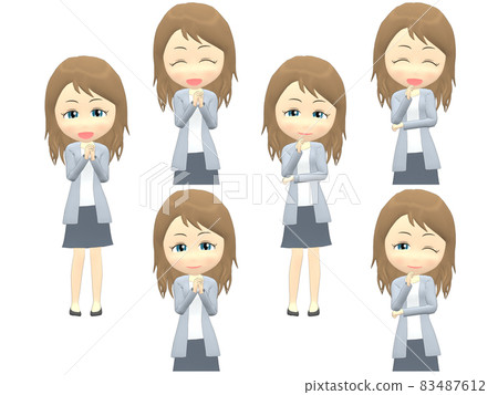 [Fun A] Caucasian female cardigan wave front 83487612