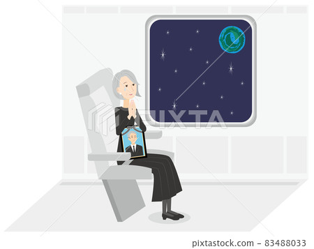 高級女性乘坐火箭並散落在太空 高級女性乘坐火箭並散落在太空 83488033