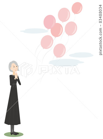 Senior woman doing balloon funeral 83488034