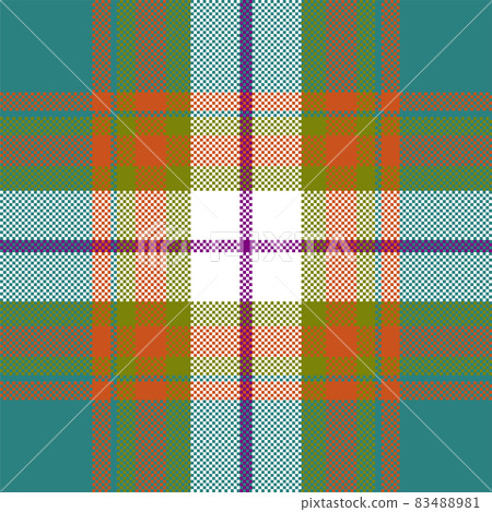 Pixel background vector design. Modern seamless pattern plaid. Square texture fabric. Tartan scottish textile. Beauty color madras ornament. 83488981