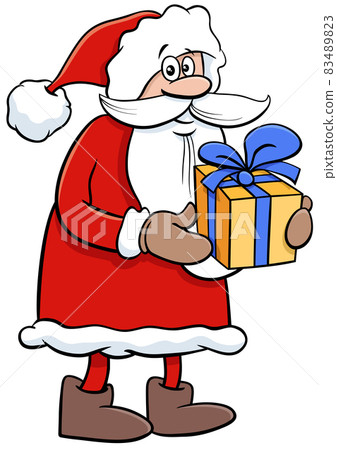 cartoon Santa Claus character with present on Christmas time cartoon Santa Claus character with present on Christmas time 83489823