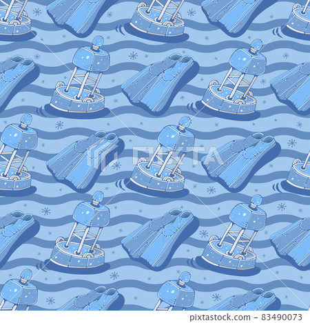 Seamless background with flippers and buoy. Cute vector illustration. Flippers, Buoy seamless pattern 83490073