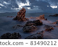 long exposure landscape, sea, rocks, clouds, sky, sunset 83490212