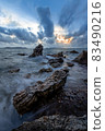 long exposure landscape, sea, rocks, clouds, sky, sunset 83490216