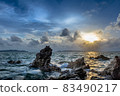 long exposure landscape, sea, rocks, clouds, sky, sunset 83490217