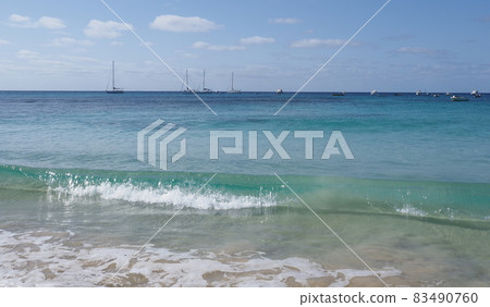 Yachts and boats on Atlantic Ocean at Sal island in Cape Verde 83490760
