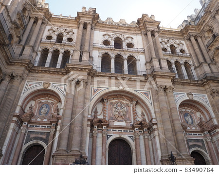 Elevation of cathedral in Malaga city in Spain Elevation of cathedral in Malaga city in Spain 83490784