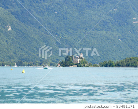 Duingt Castle on the shores of Lake Annecy in Europe, Annecy, Haute-Savoie, France 83491171