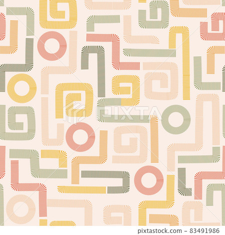 Geometric seamless pattern with labyrinth. Ornament meander chaotic pattern. Vector Geometric seamless pattern with labyrinth. Ornament meander chaotic pattern. Vector 83491986