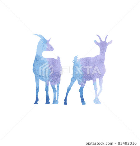 Watercolor silhouette two goats icon isolated on white background. Vector Watercolor silhouette two goats icon isolated on white background. Vector 83492016