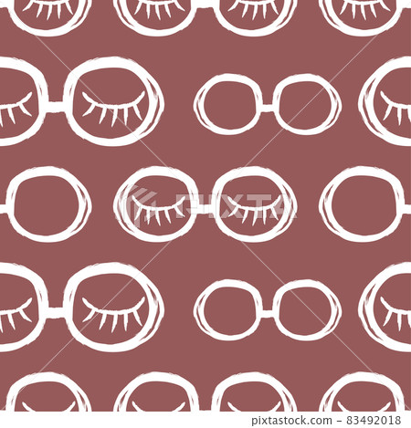 Closed eyes with colored glasses. Hand drawn seamless pattern. Vector 83492018