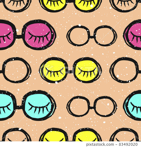 Closed eyes with colored glasses. Pop art seamless pattern. Vector Closed eyes with colored glasses. Pop art seamless pattern. Vector 83492020