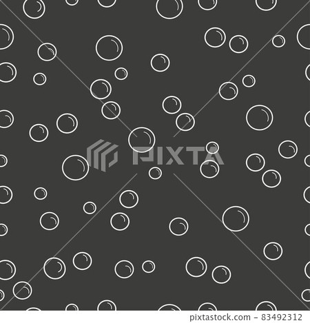 Abstract bubbles seamless pattern, white circles on black background. Abstract bubbles seamless pattern, white circles on black background. 83492312