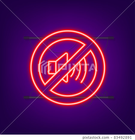 No sound phone. Neon icon. Telephone call. Cell phone icon. Vector illustration 83492891