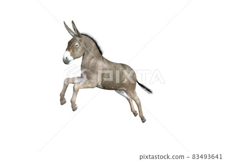 Photo-realistic illustration of the donkey with different poses and angles. 3D rendering illustration. 83493641