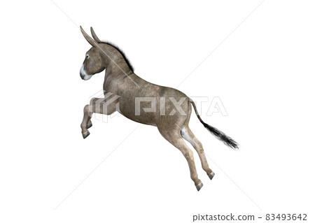 Photo-realistic illustration of the donkey with different poses and angles. 3D rendering illustration. 83493642