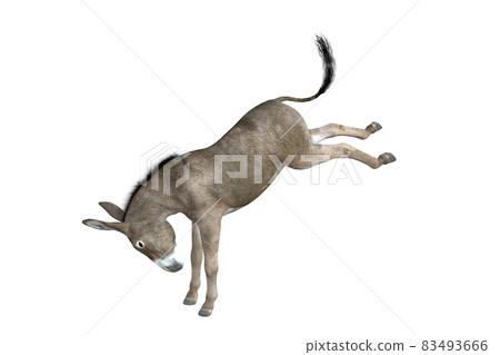 Photo-realistic illustration of the donkey with different poses and angles. 3D rendering illustration. Photo-realistic illustration of the donkey with different poses and angles. 3D rendering illustration. 83493666