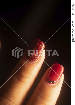 Red nail varnish nails 83494997